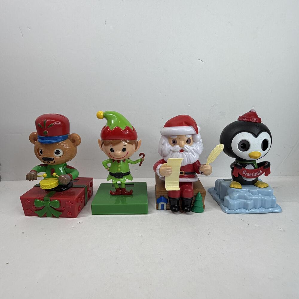 FSG Solar Christmas Figurines Santa Elf Bear Penguin Small Lot Of 4 Multicolor